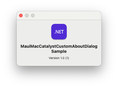 The default look of the About dialog on macOS