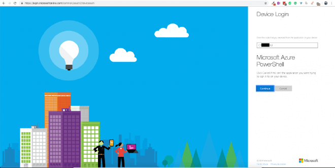 Azure Device Login screen