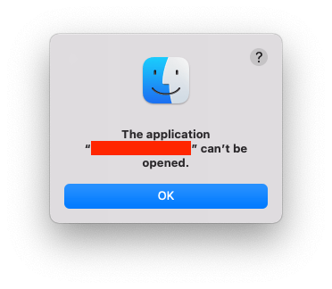 A macOS dialog that says the app could not be opened