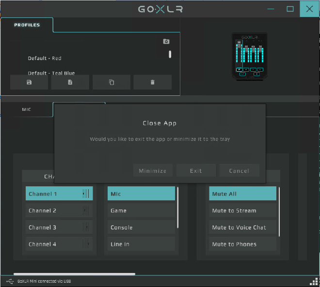 GoXLR App user interface screenshot