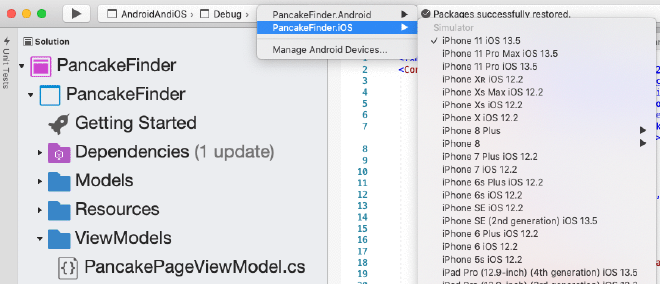 Screenshot of Visual Studio for Mac where you configure specific project options for this run configuration