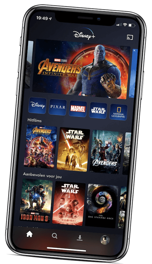 Disney+ App with Carousels